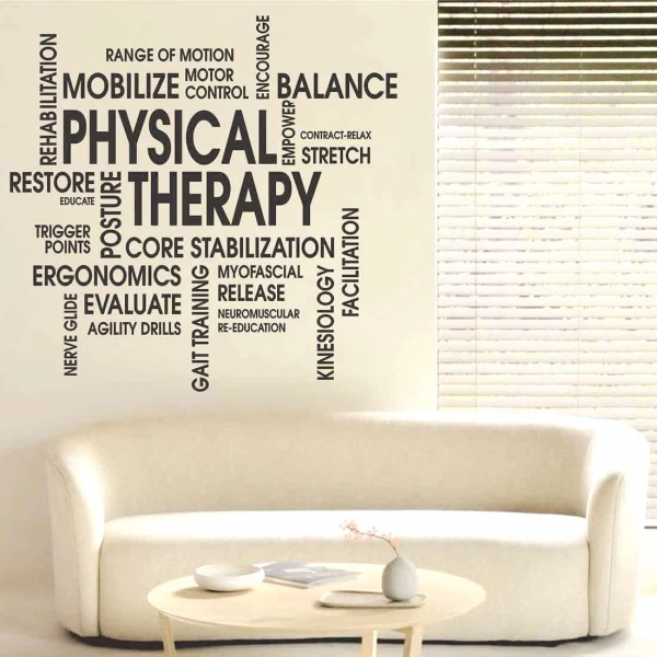 تابلو دکوری PHYSICAL THERAPY عبارات فیزیوتراپی ،کد 1038