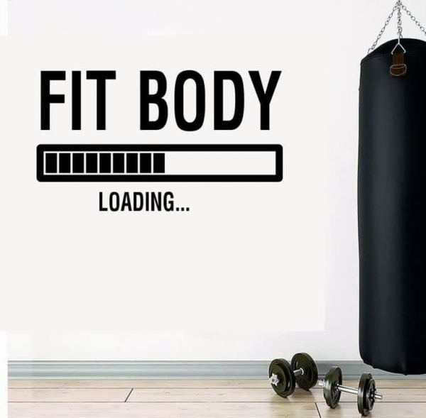 برچسب دیواری نوشته انگیزشی ورزشی  FIT BODY LOADING ، کد 1017