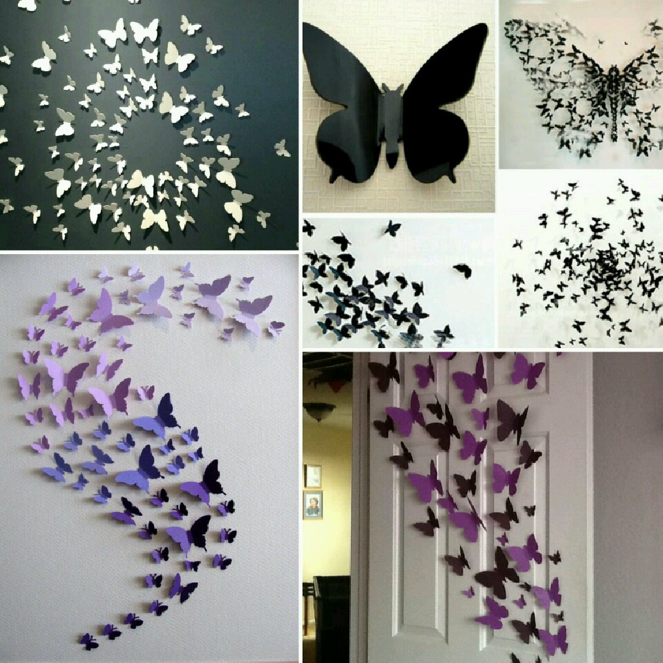 چیدمان پروانه روی دیوار تزیین دیوار با پروانه تزیین دیوار پذیرایی با پروانه کاغذی